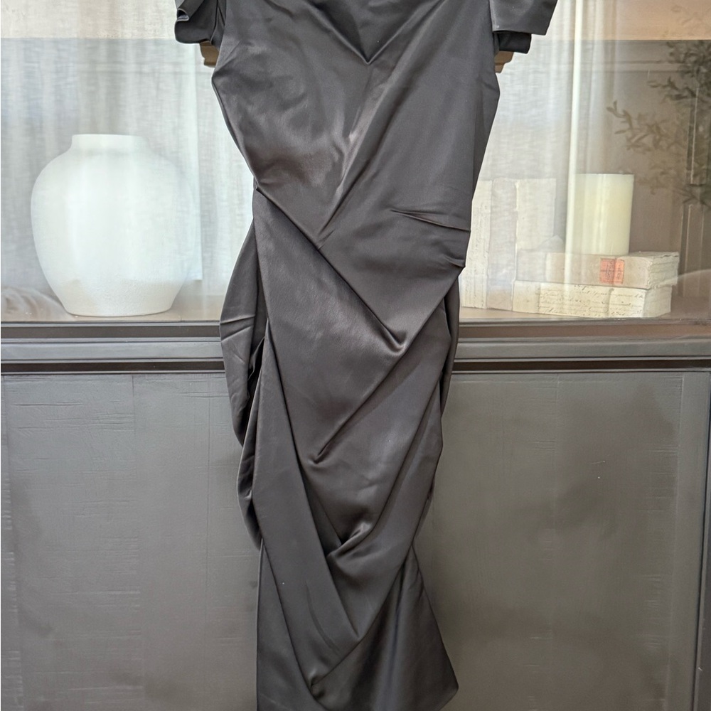 Betsy & Adam Charcoal Asymmetrical Dress